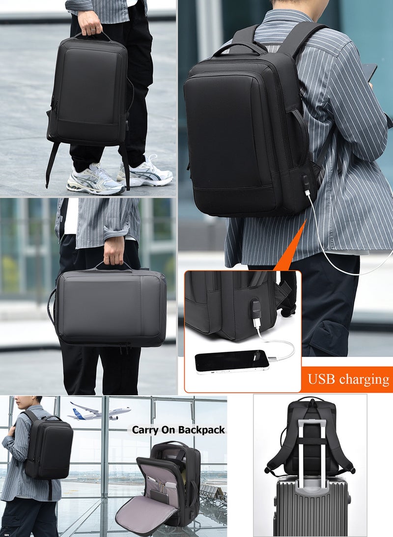 Qiccijoo Travel Backpack 35L Flight Approved Carry On Backpack Expandable Luggage Backpack 15.6 Inch Water Resistant Lightweight Business College Laptop Daypack Weekender Overnight Bag(Black) - Image 5